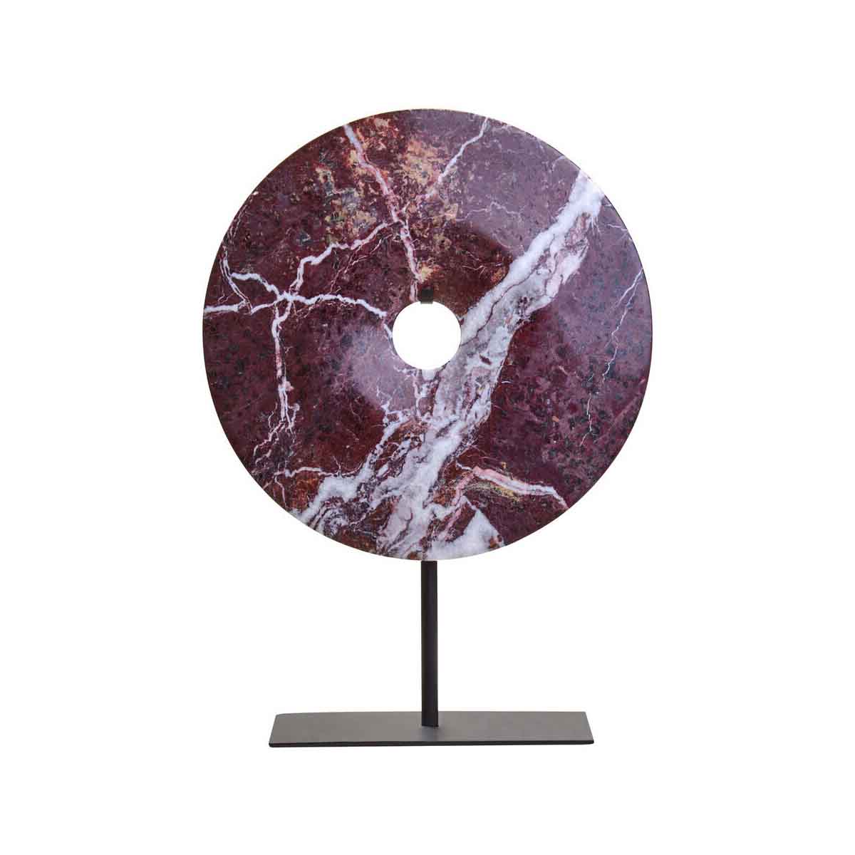 Salmo Small Round Red Marble Disc Sculpture