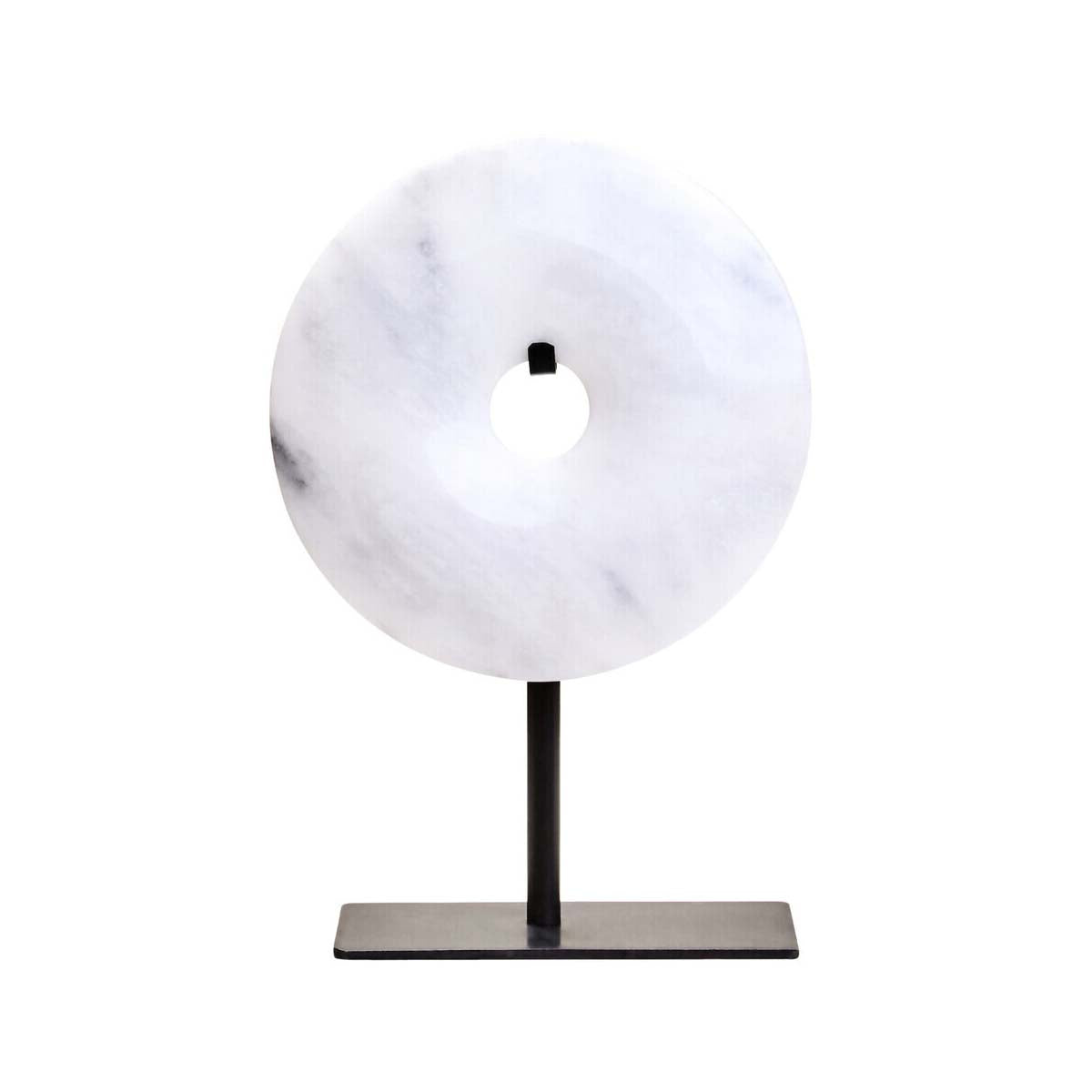 Zoro Extra Small Round Grey Marble Disc Sculpture