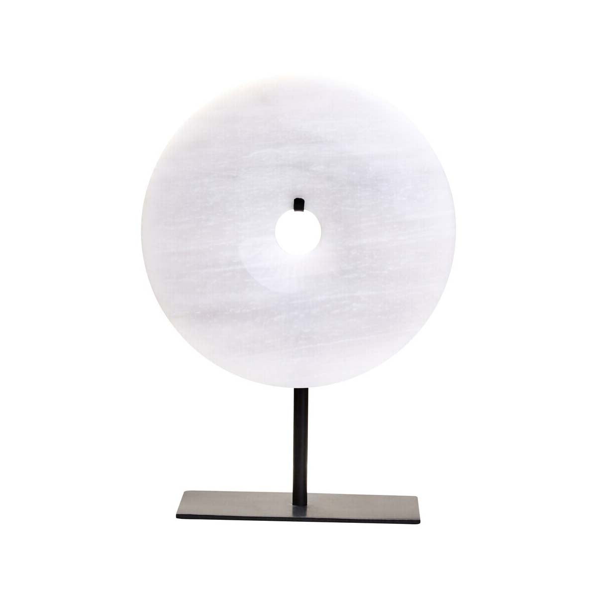 Zoro Small Round Grey Marble Disc Sculpture