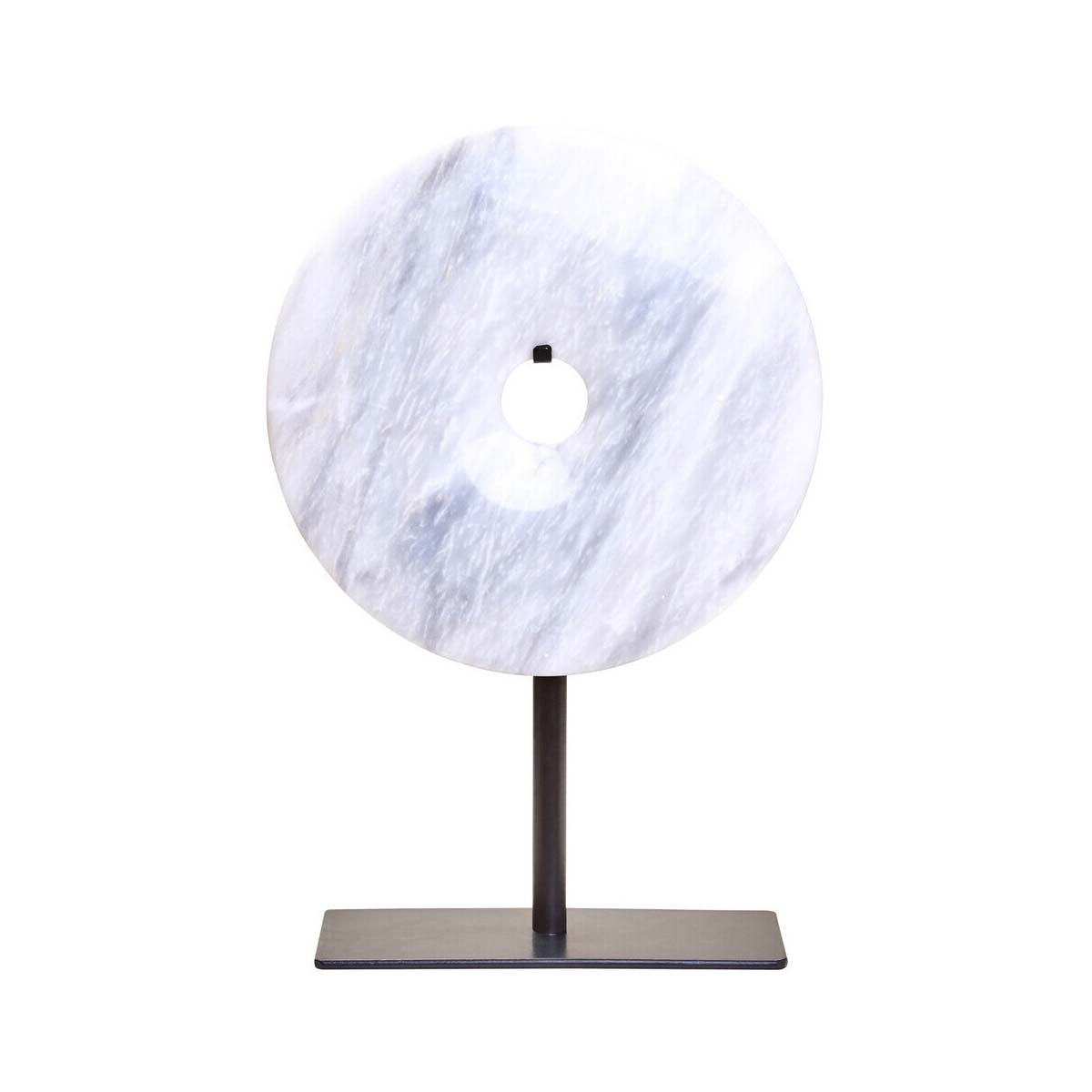 Zoro Small Round White Marble Disc Sculpture