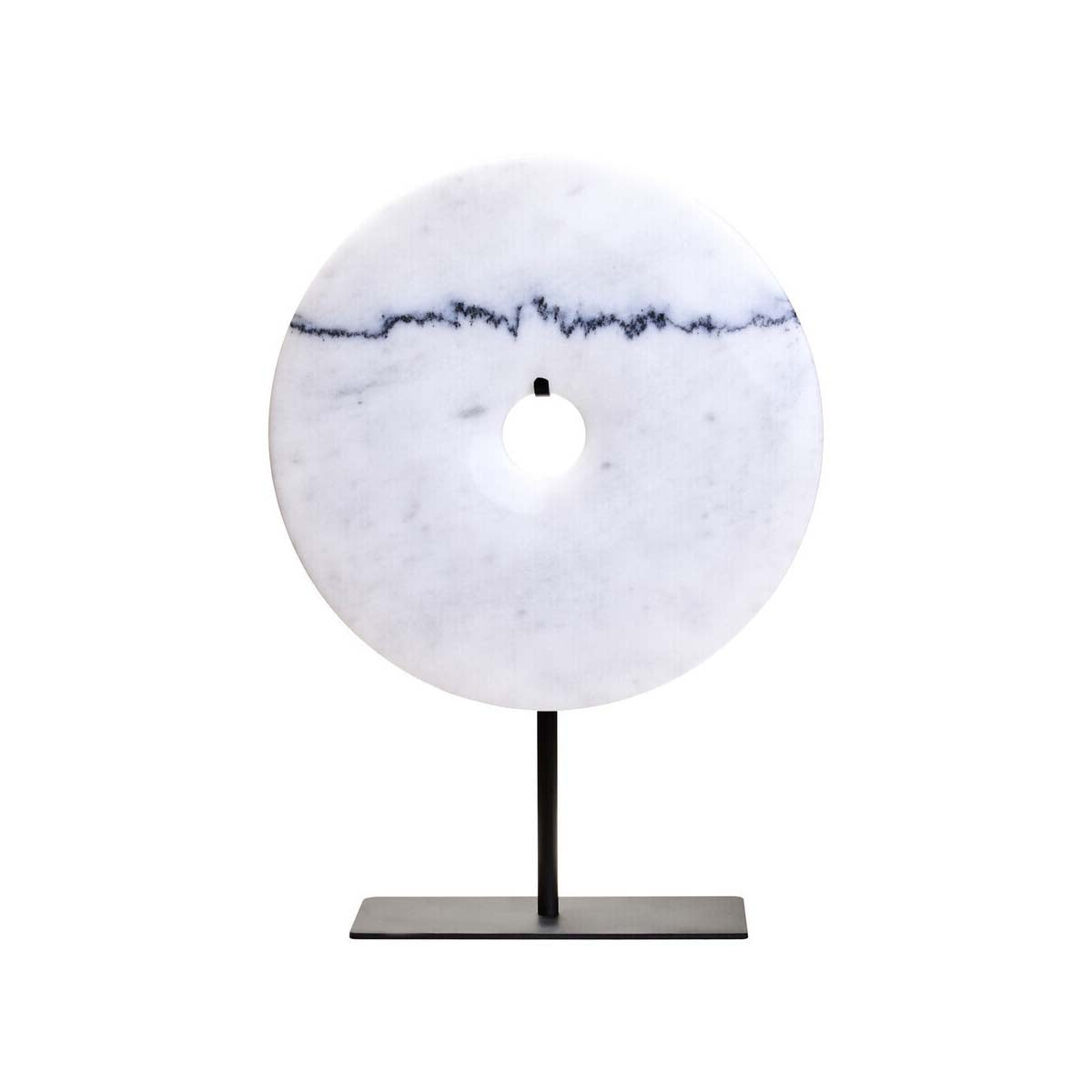 Zoro Medium Round White Marble Disc Sculpture