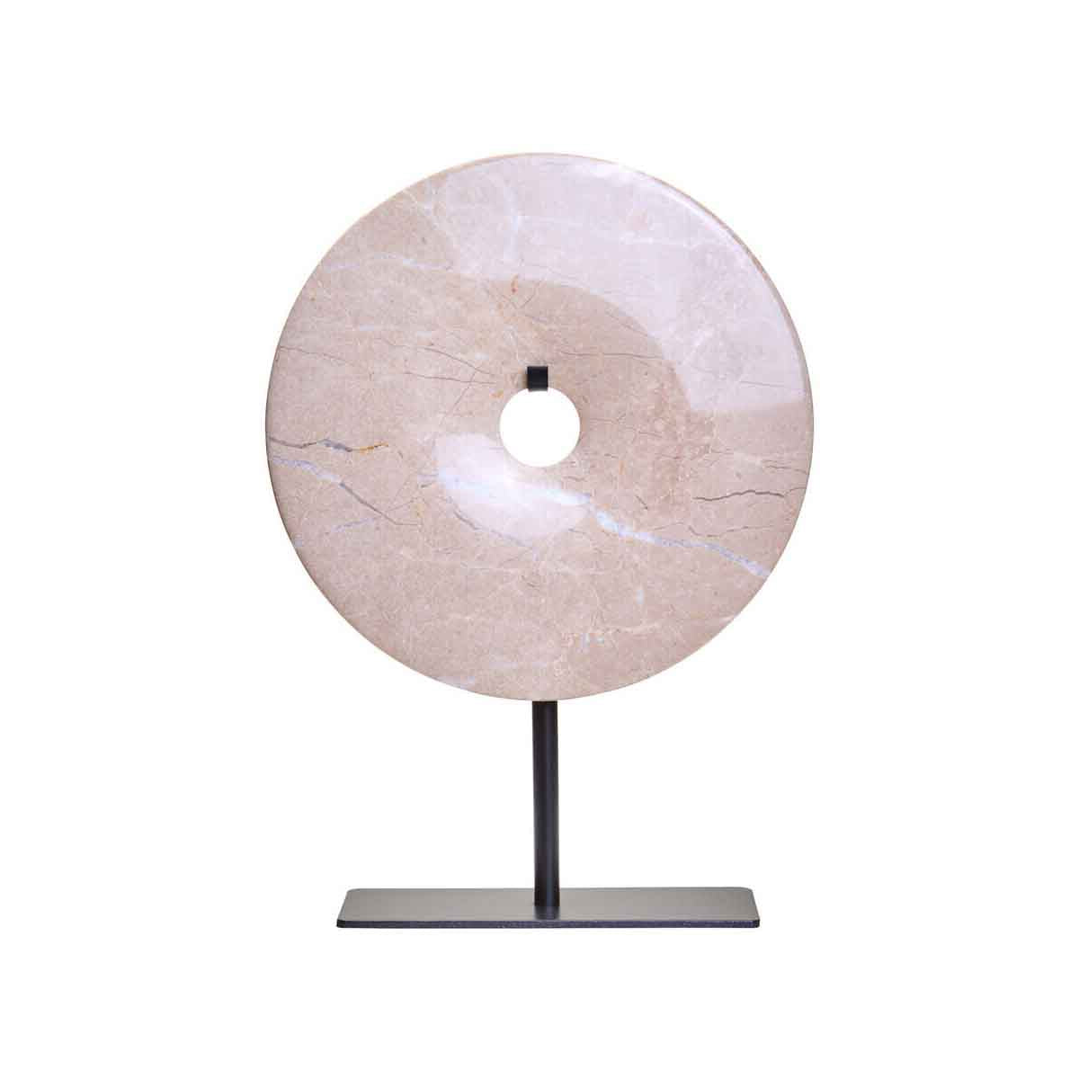 Zoro Small Round Cream Marble Disc Sculpture