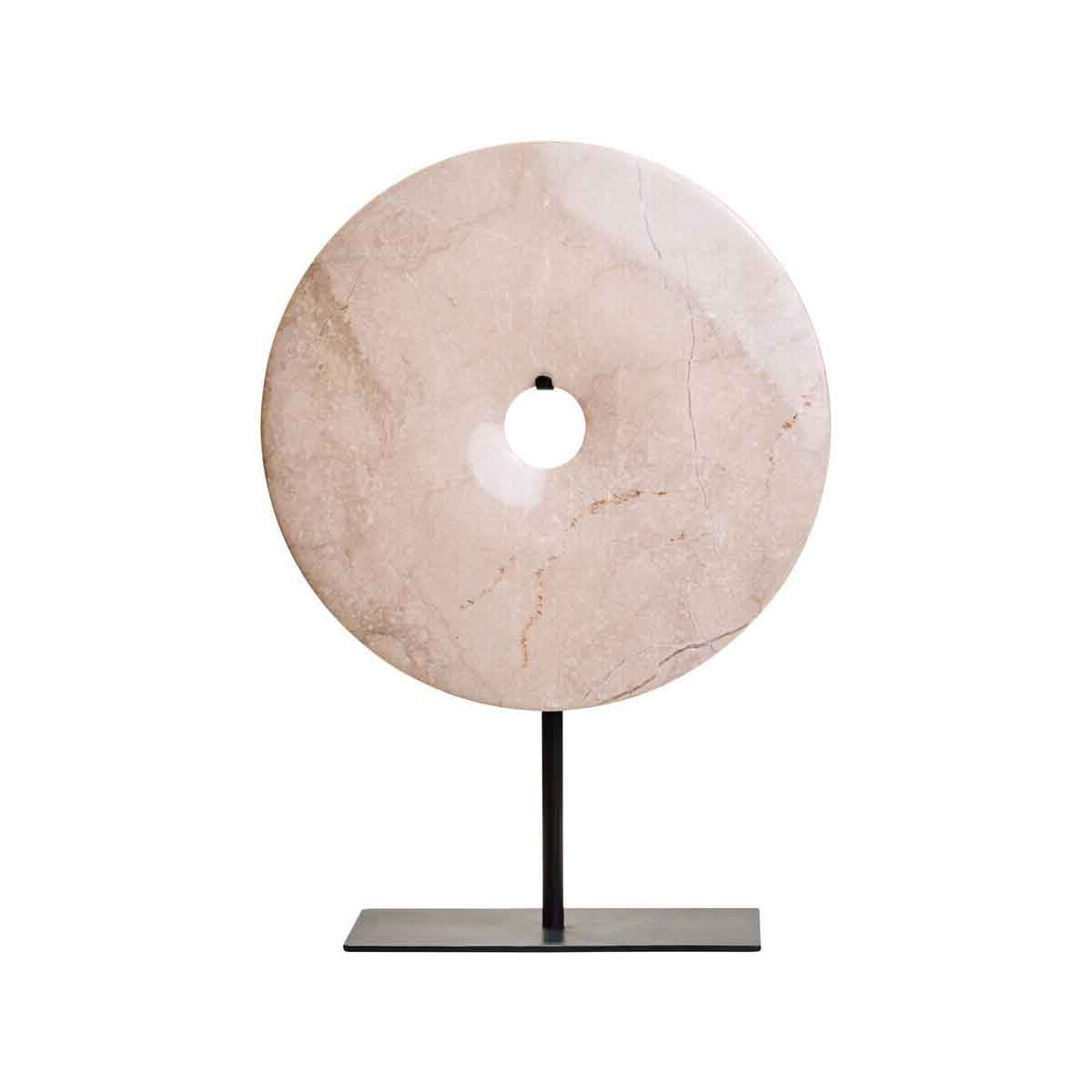 Zoro Medium Round Cream Marble Disc Sculpture