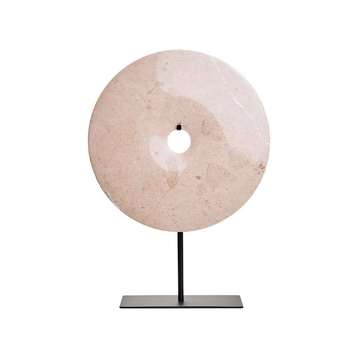 Zoro Large Round Cream Marble Disc Sculpture