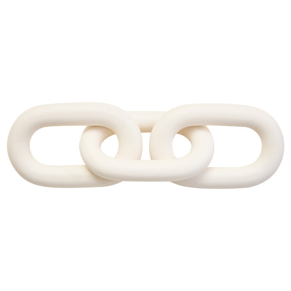 Cato White Wood Three Link Chain Decor