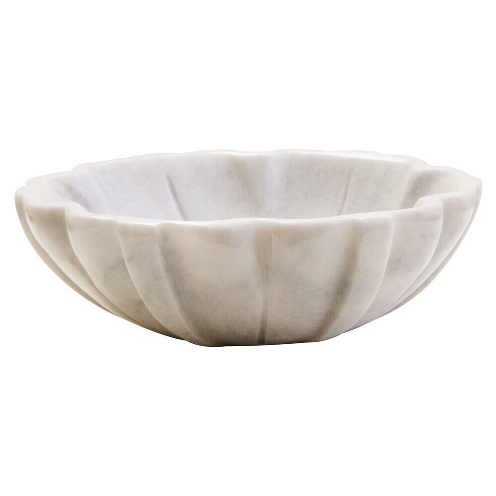 Zoro Small White Marble Lotus Bowl