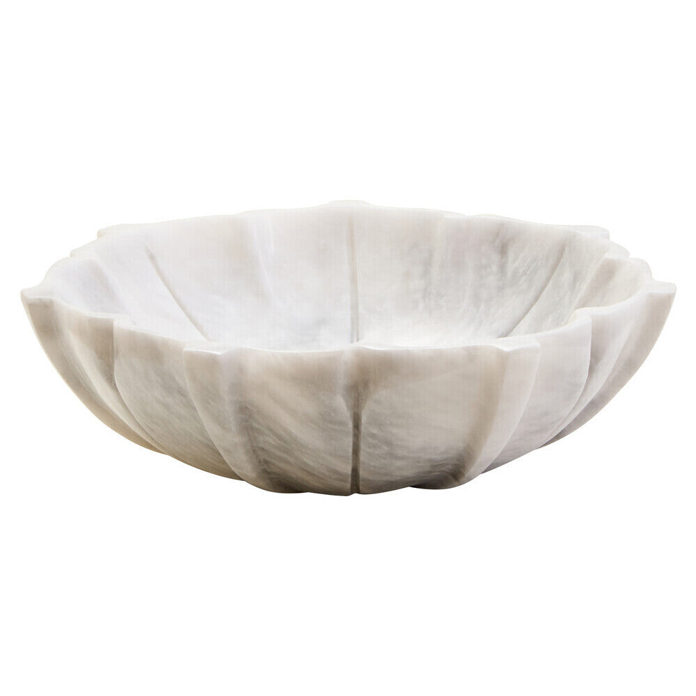 Zoro Medium White Marble Lotus Bowl