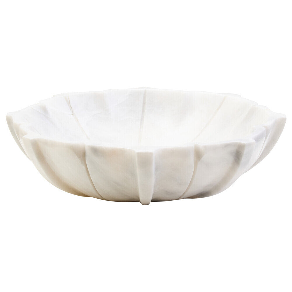 Zoro Large White Marble Lotus Bowl