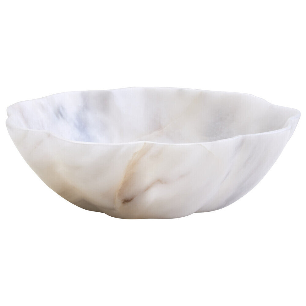 Zoro Small White Marble Scalloped Bowl