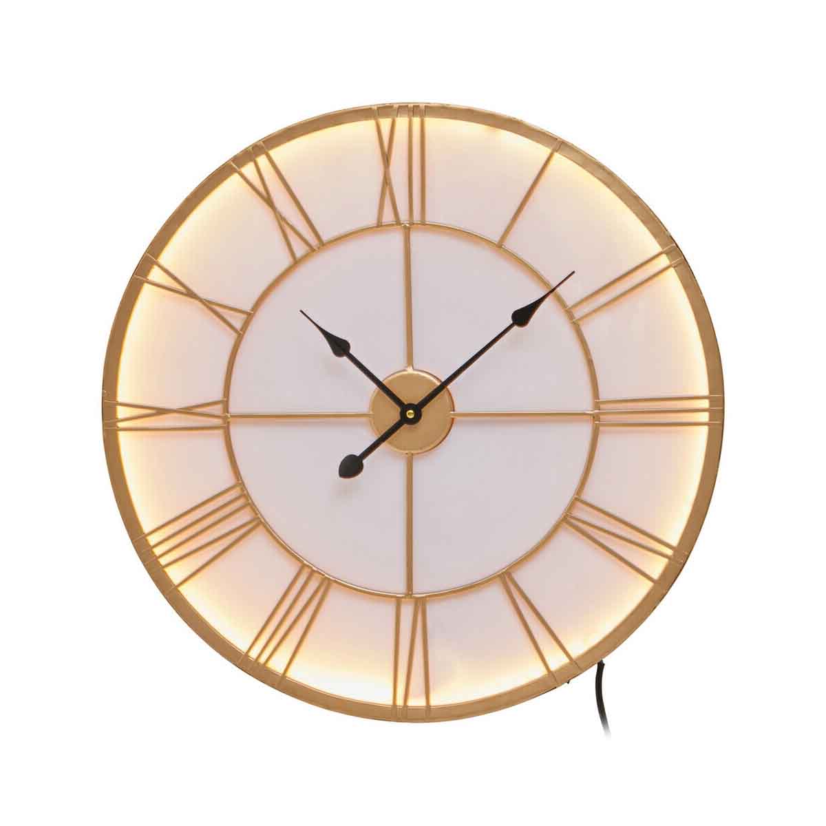 Genova Small Gold And White Led Wall Clock