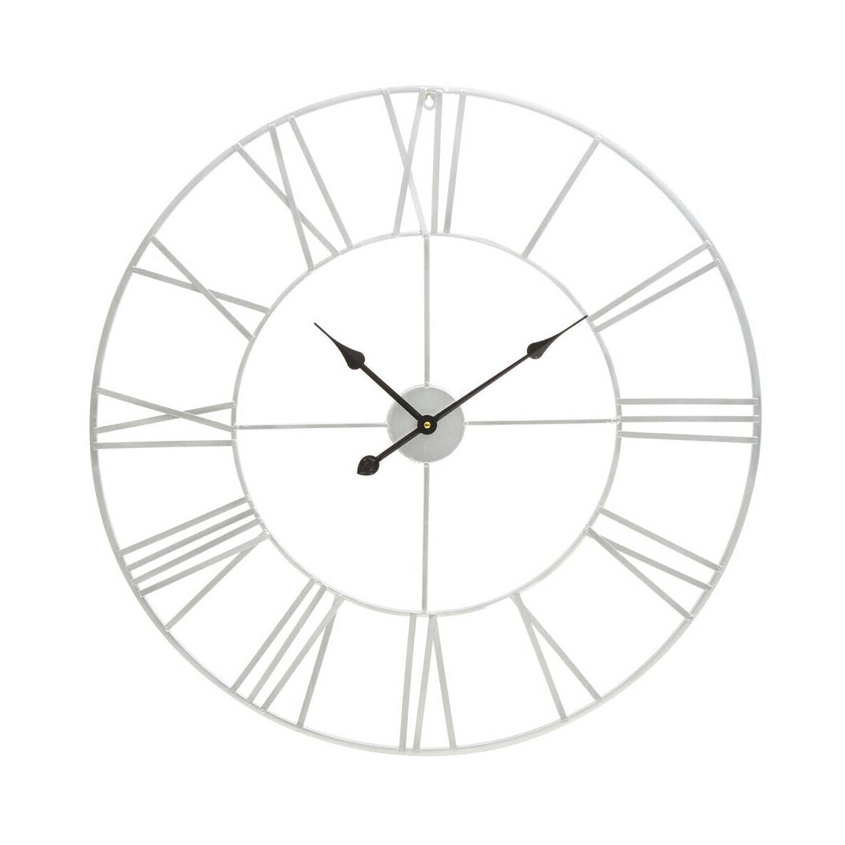 Genova 80cm Silver Metal Roman Numeral Wall Clock