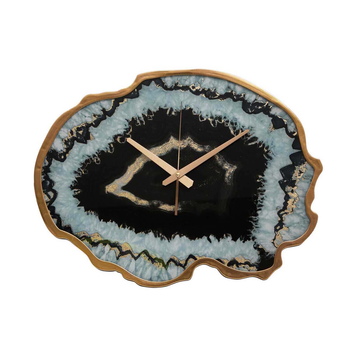 Celina Black And Gold Agate Effect Wall Clock