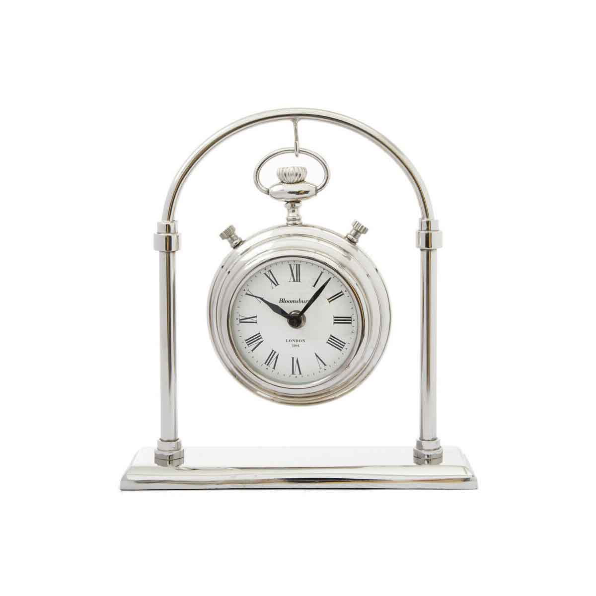 Hampstead Small Silver And Antique Brass Mantel Clock