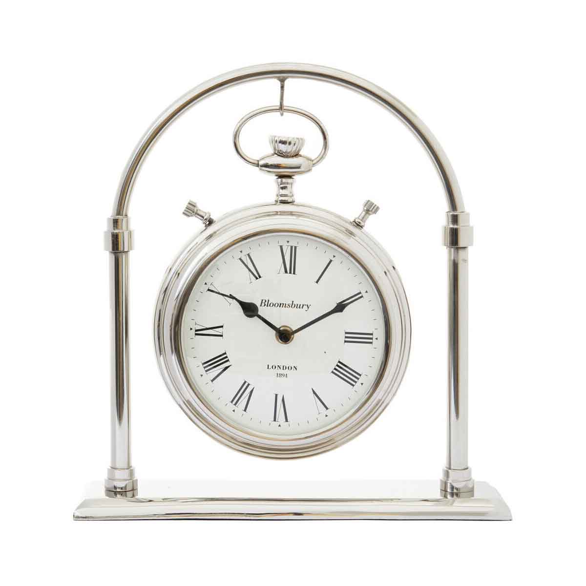 Hampstead Large Silver And Antique Brass Mantel Clock