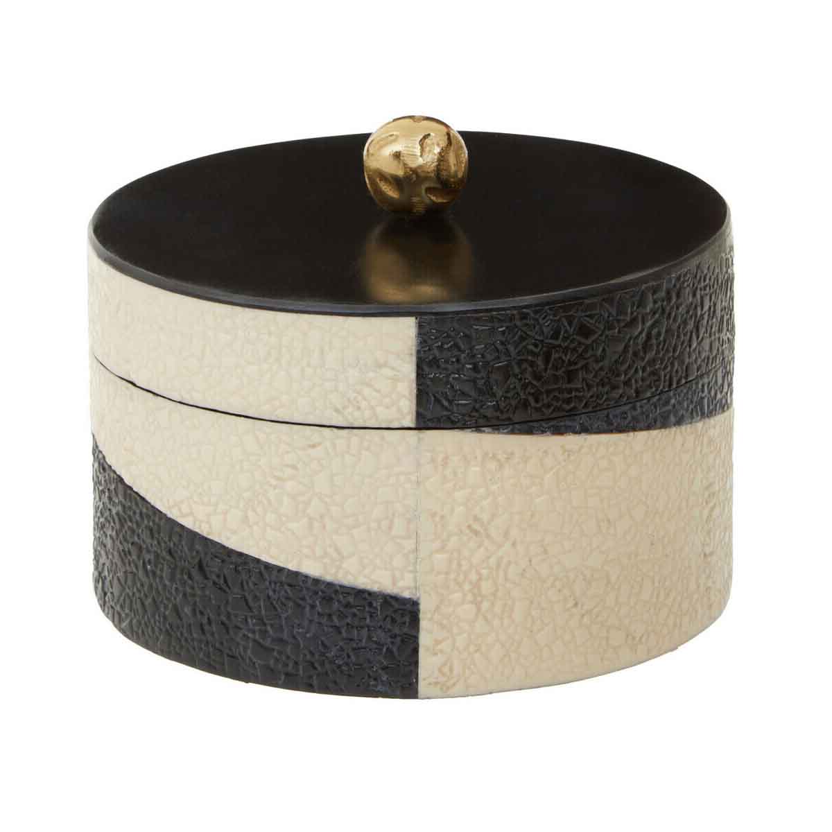Ezra Large Black And White Trinket Box