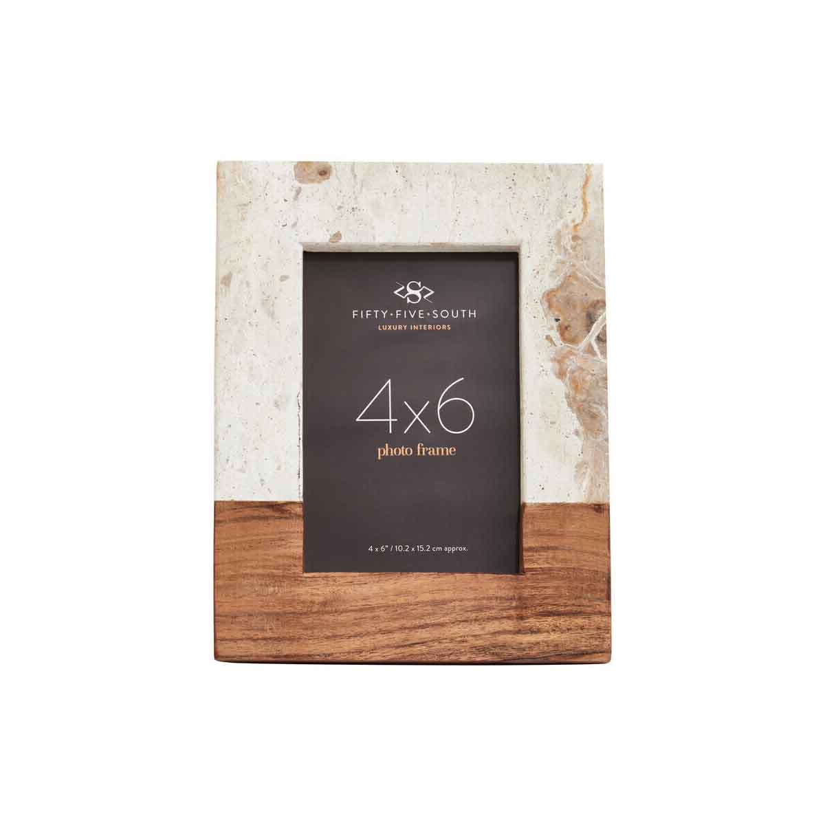 Olena Marble and Acacia Small Photo Frame