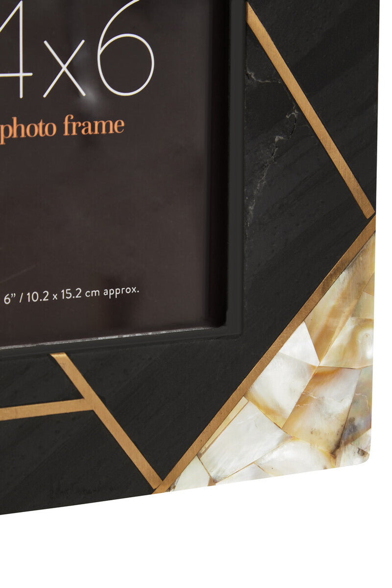 Oriana 4In X 6In Mother of Pearl and Gold Inlay Small Photo Frame