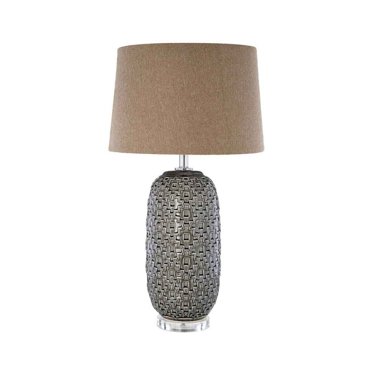 Udele Table Lamp With Brown Linen Shade
