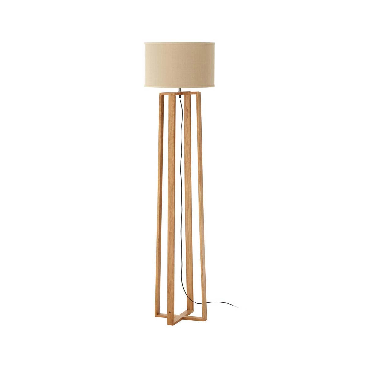 Lea Wooden Floor Lamp With Light Brown Shade