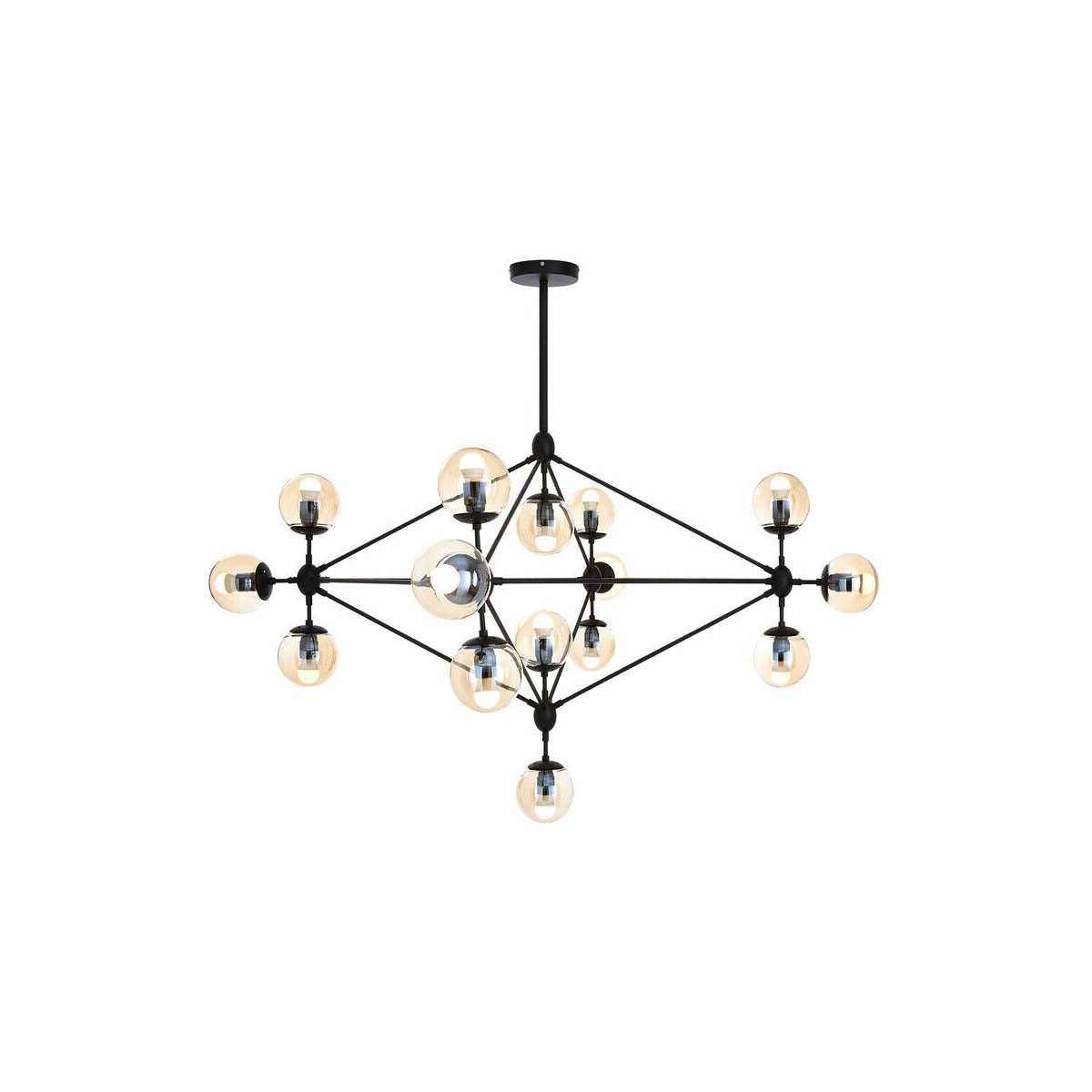 Abira Matte Black 15 Arm Pendant Light