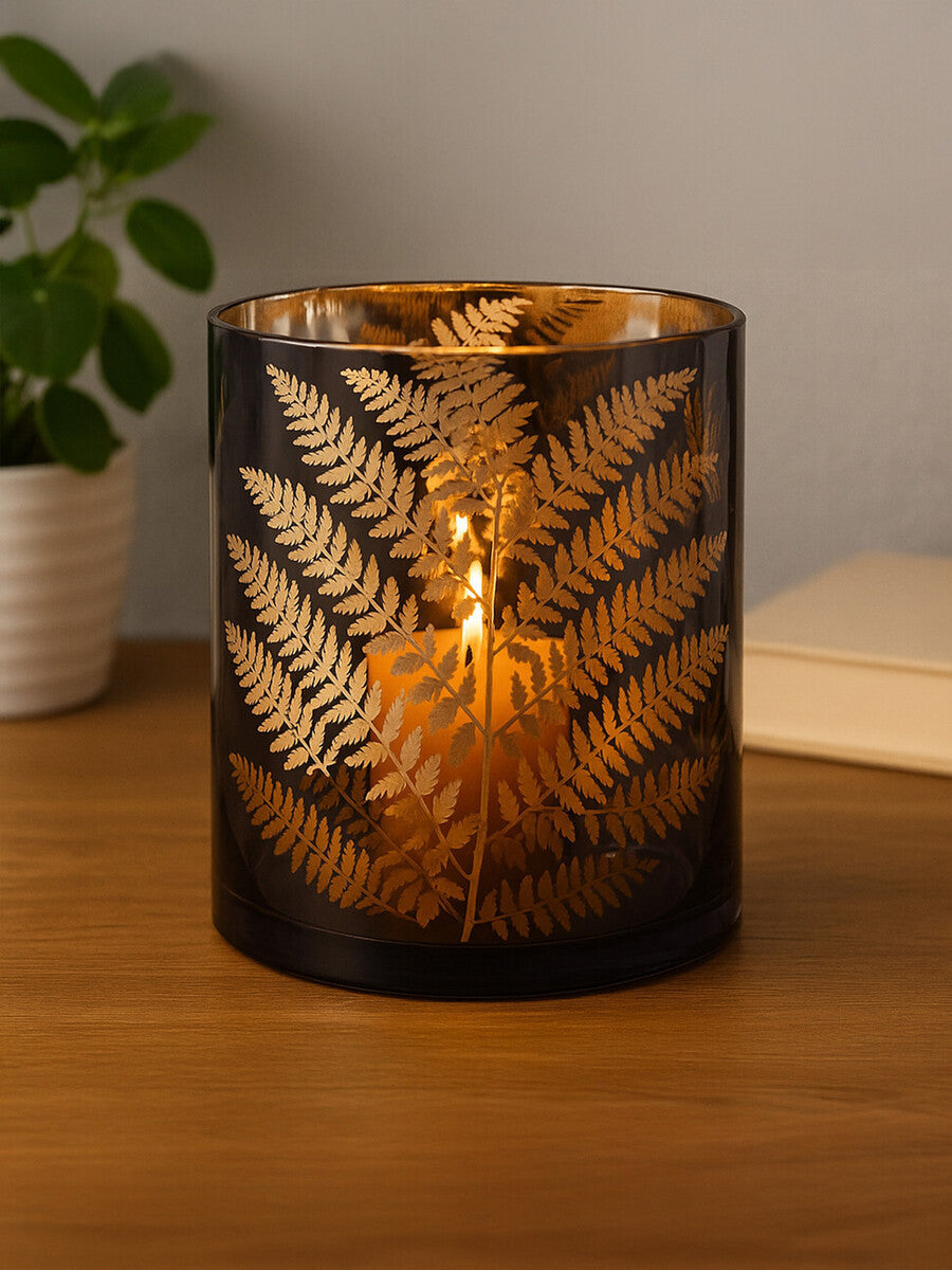 Fern Large Glass Hurricane Candle Holder