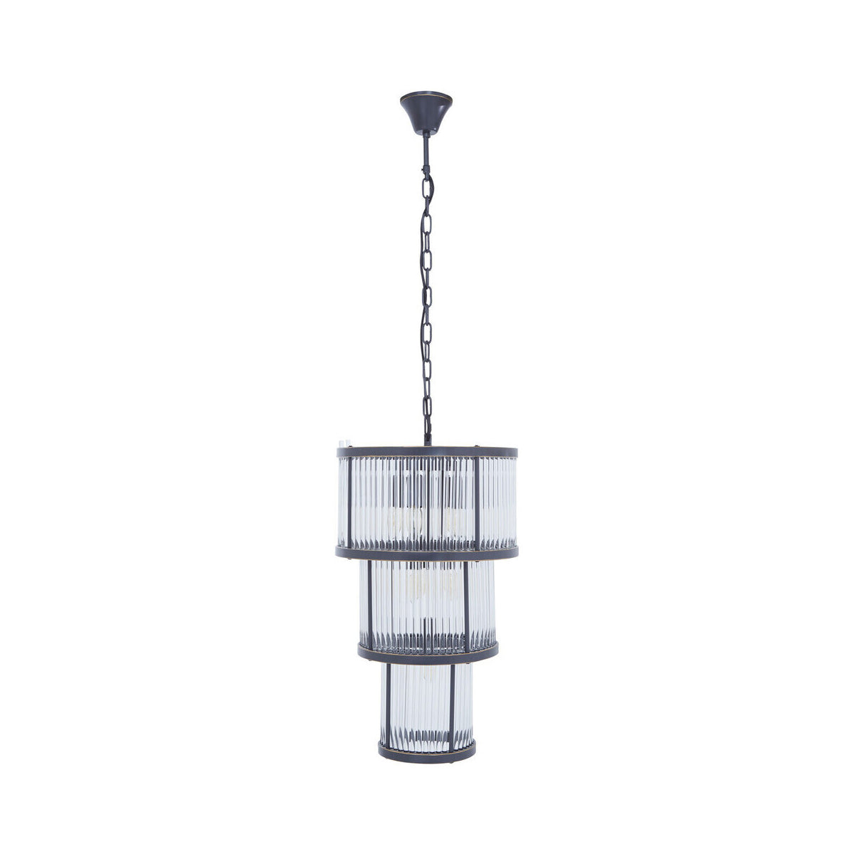 Salasco 3 Tier Black Finish Glass Chandelier
