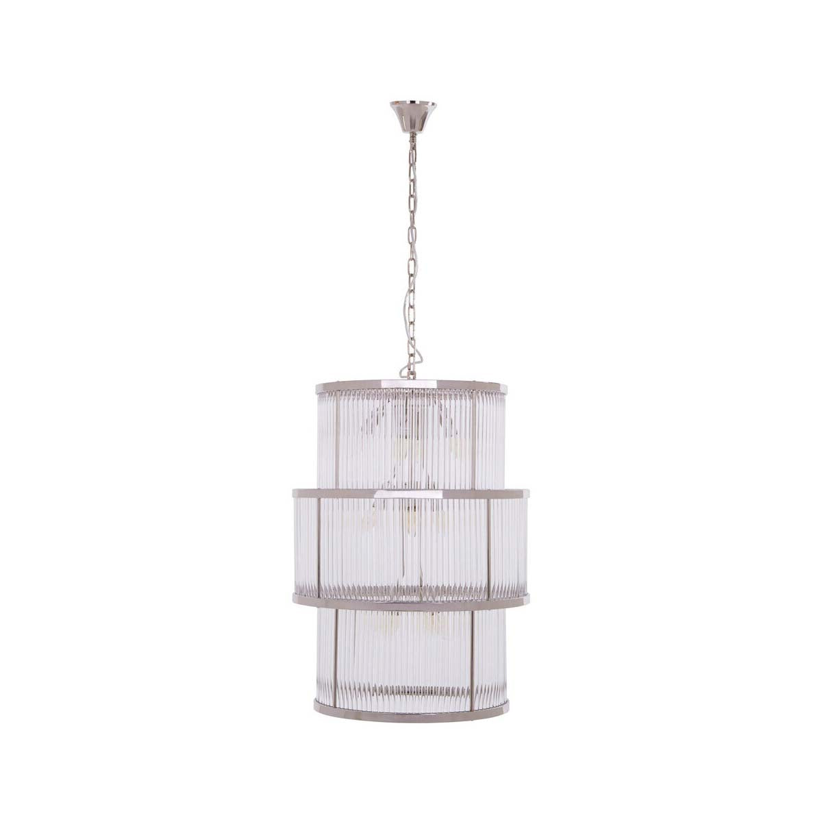 Salasco 3 Tier Nickel Finish Glass Chandelier