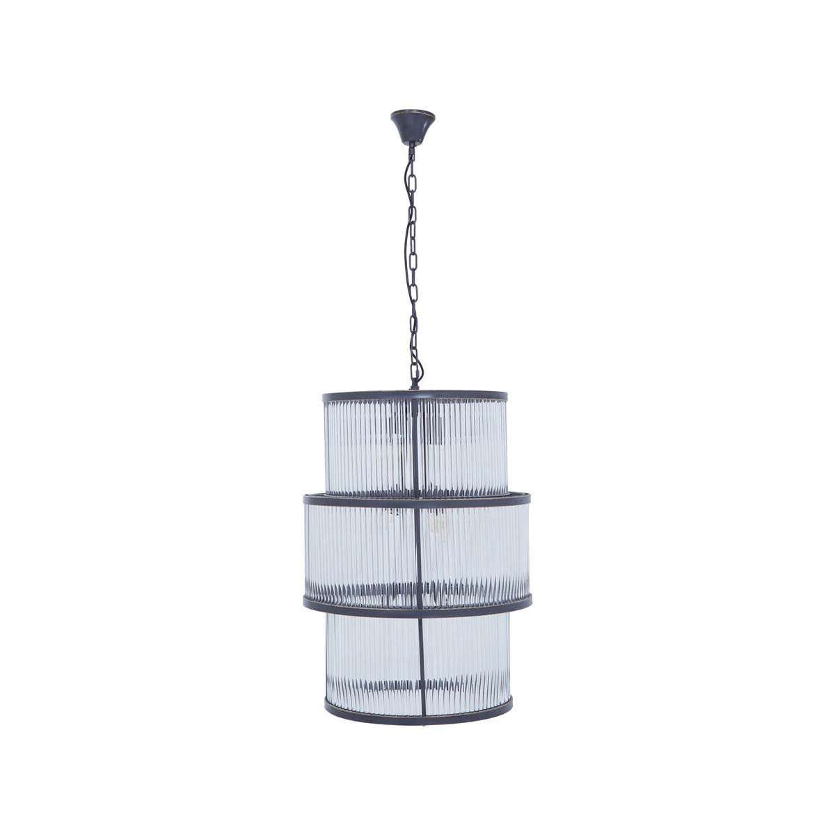 Salasco Black Finish 3 Tiered Glass Chandelier