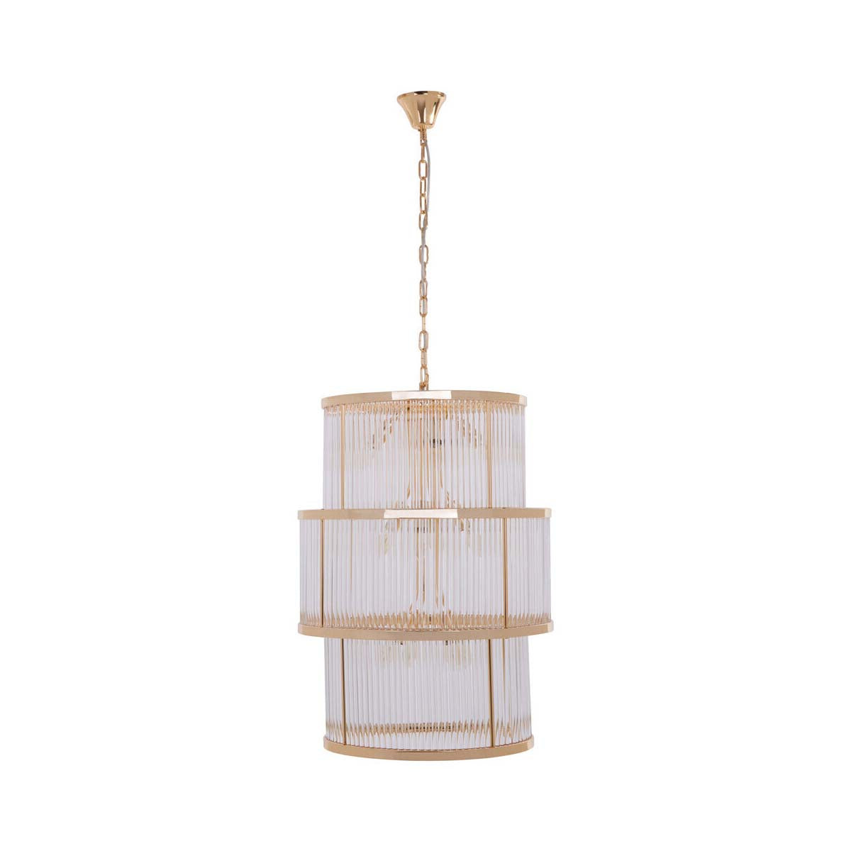 Salasco 3 Tier Gold Finish Glass Chandelier