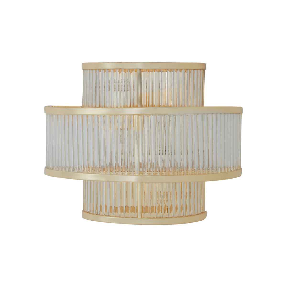 Salasco 3 tier glass wall light with warm metallic iron frame