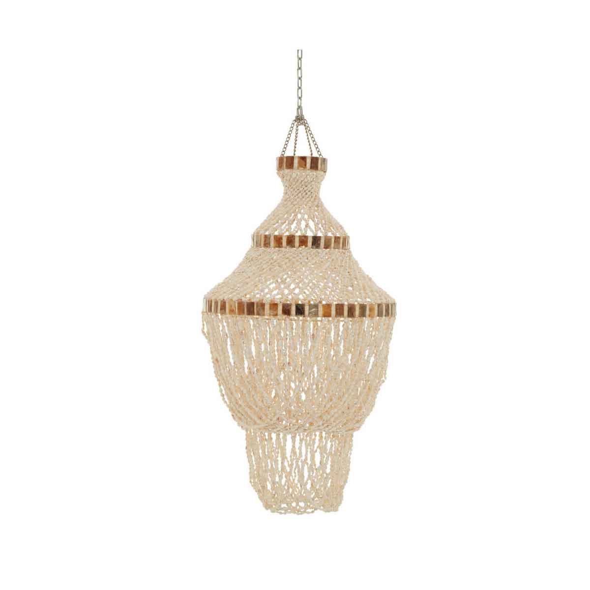 Palu Natural White and Amber Shell Pendant Light