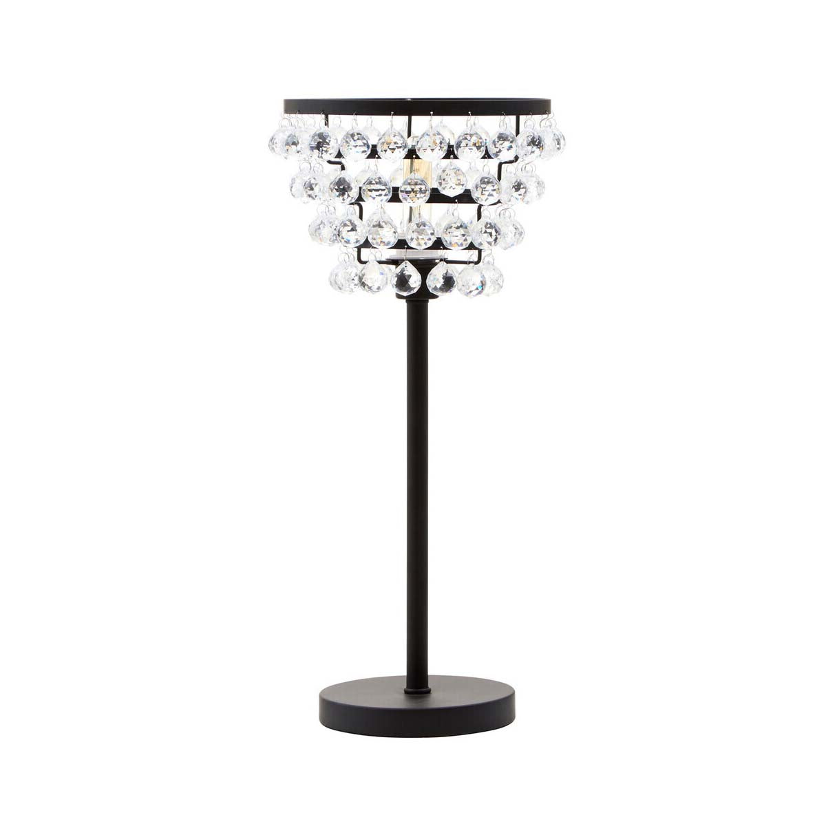 Hutchinson Clear Crystal Table Lamp with Black Metal