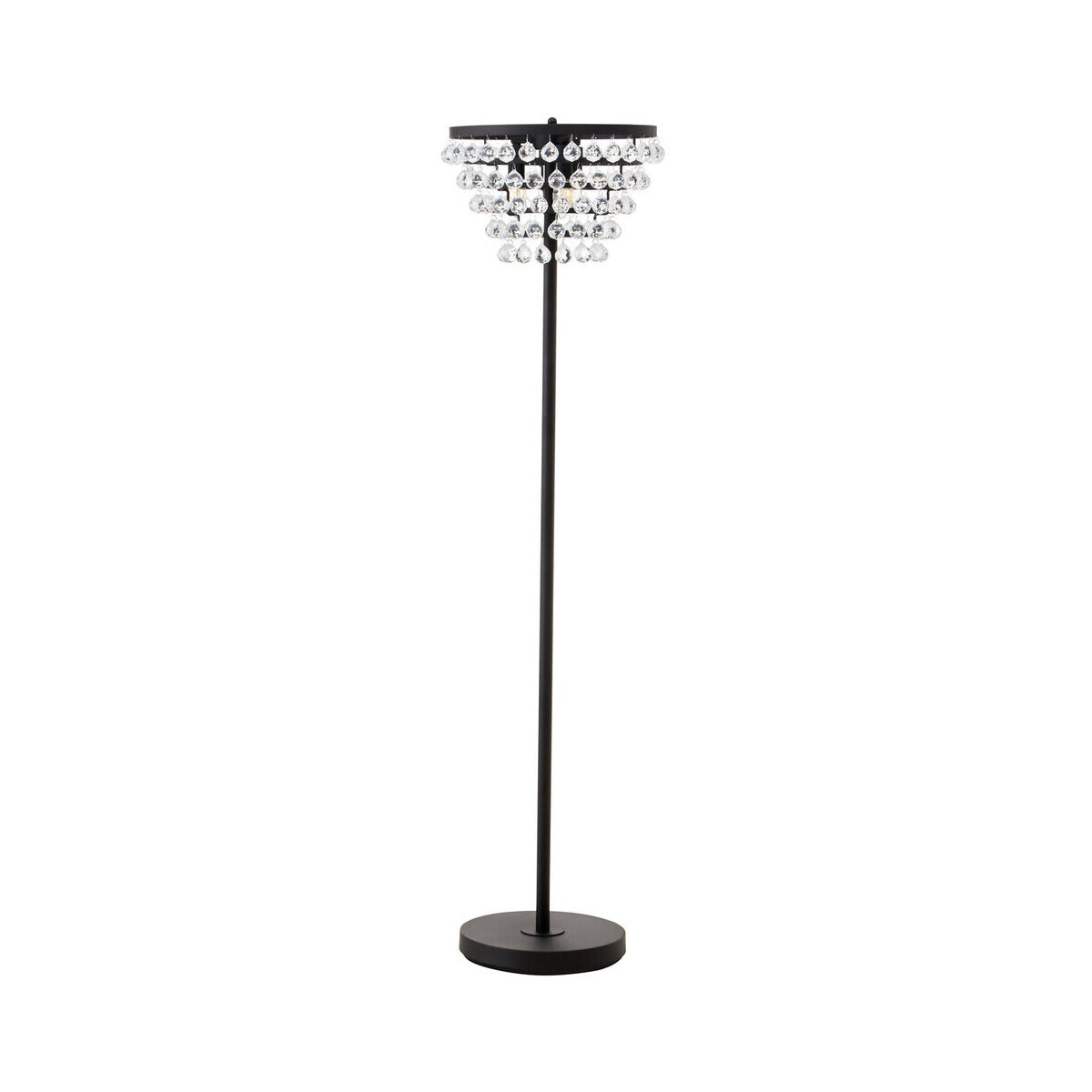 Hutchinson Clear Crystal Floor Lamp with Black Metal