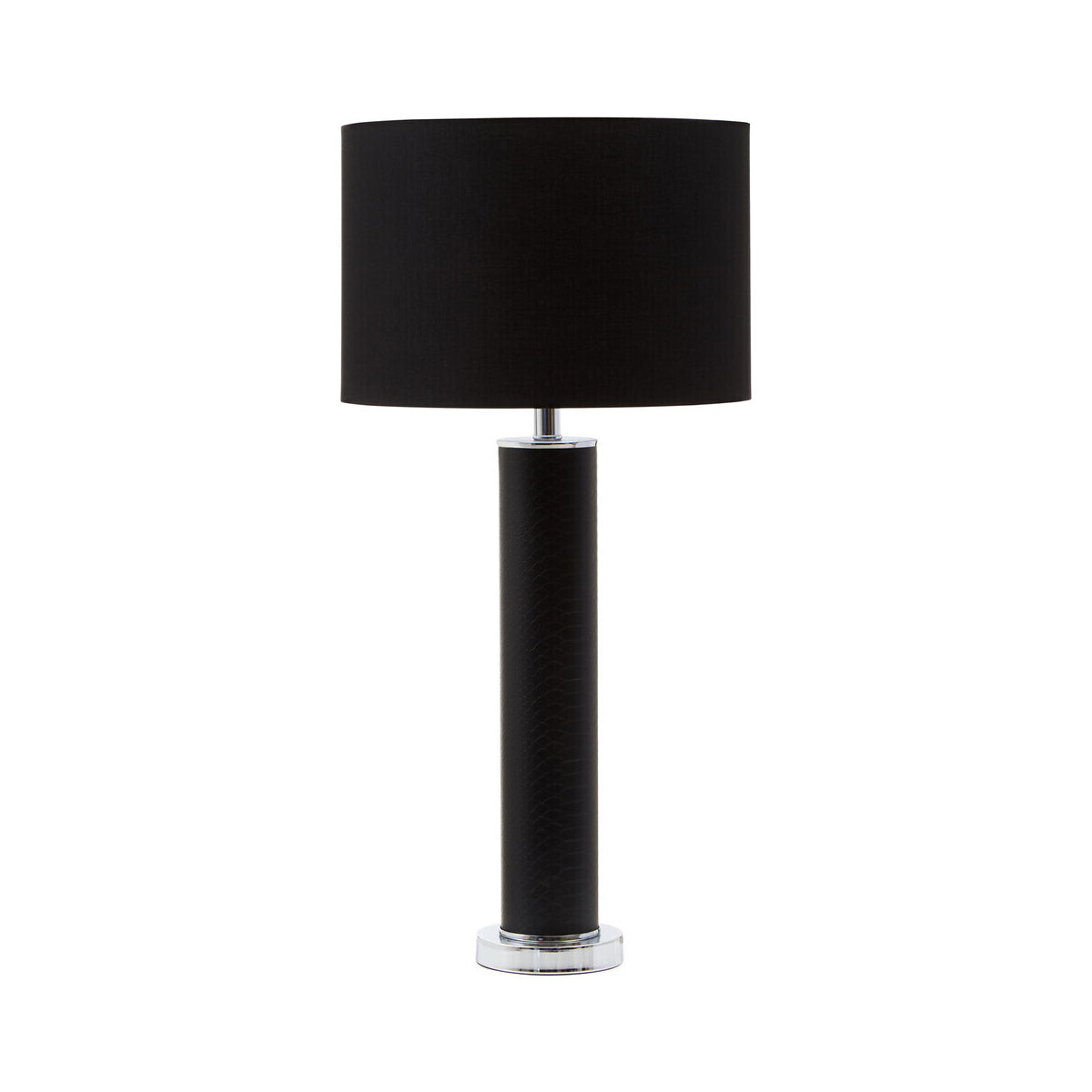 Hanah Black Snake Leather Effect Table Lamp with Chrome Base