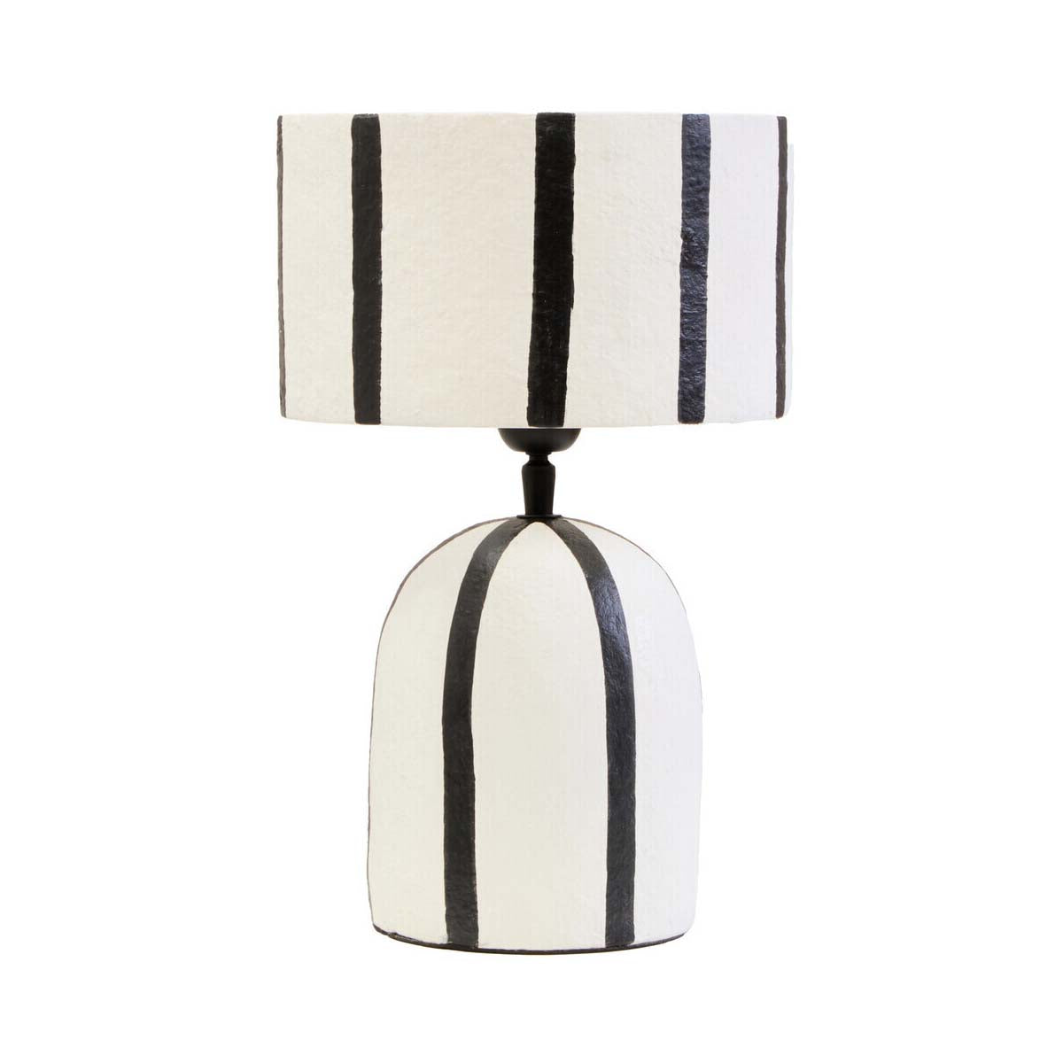 Carta 34cm Black And White Stripe Papier Mache Table Lamp