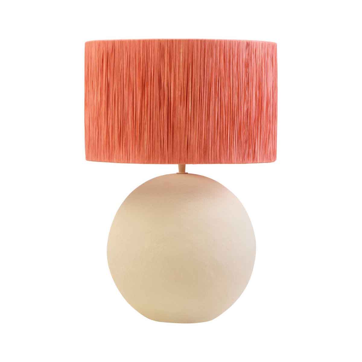Carta 58cm Natural Papier Mache Table Lamp With Rust Raffia Shade