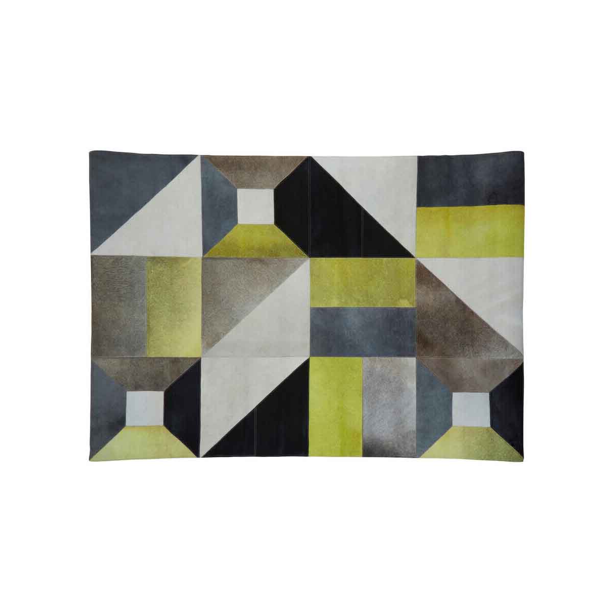 Bosie Safira Large Abstract Hair on Leather Patchwork Rug