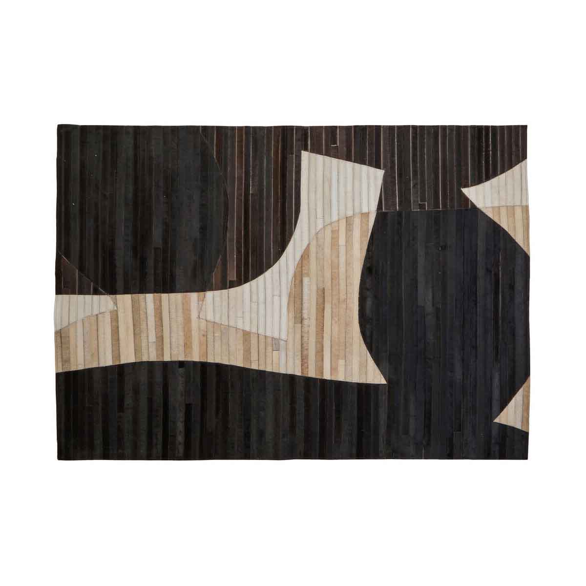 Bosie Safira Small Abstract Hair On Leather Rug