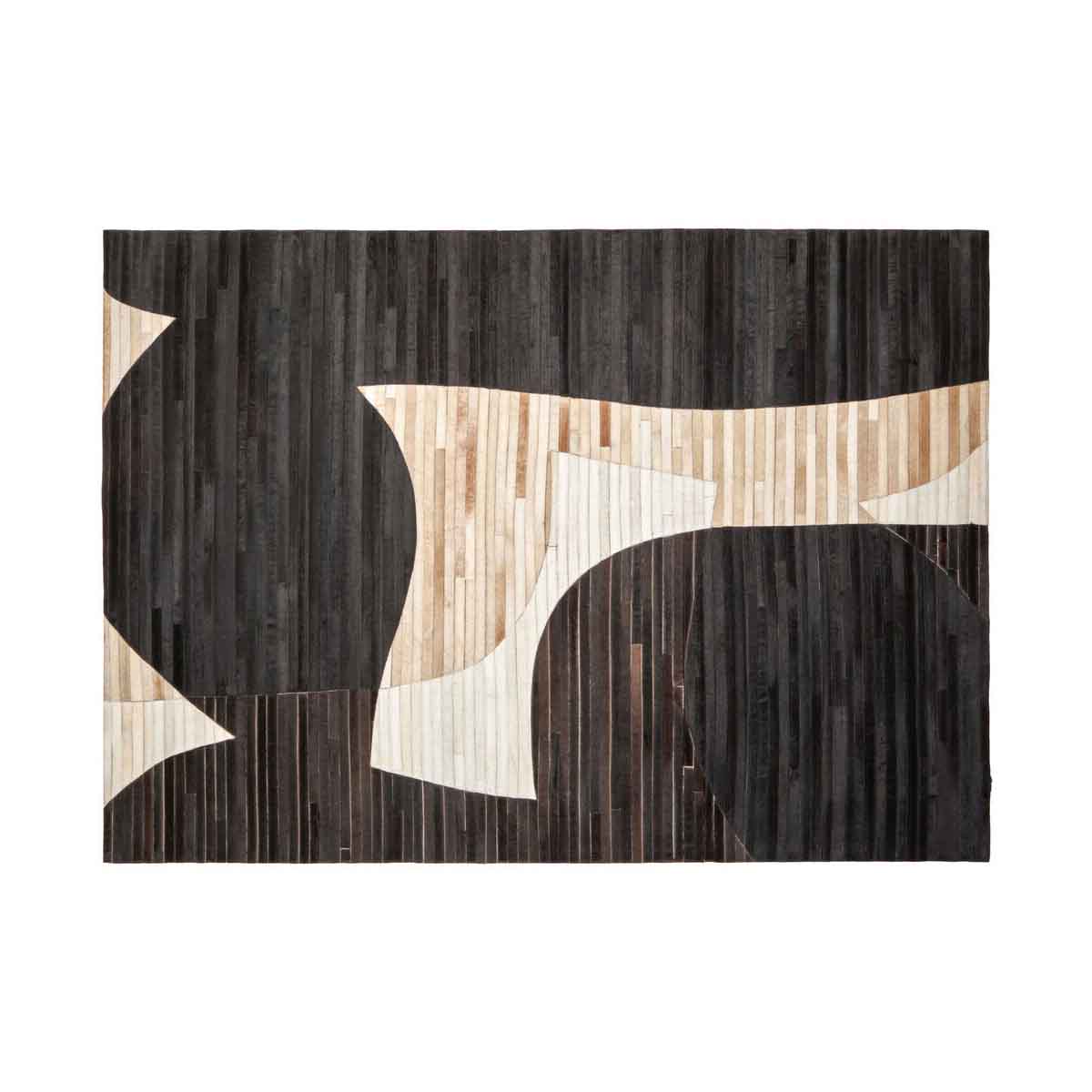 Bosie Safira Large Abstract Hair On Leather Rug