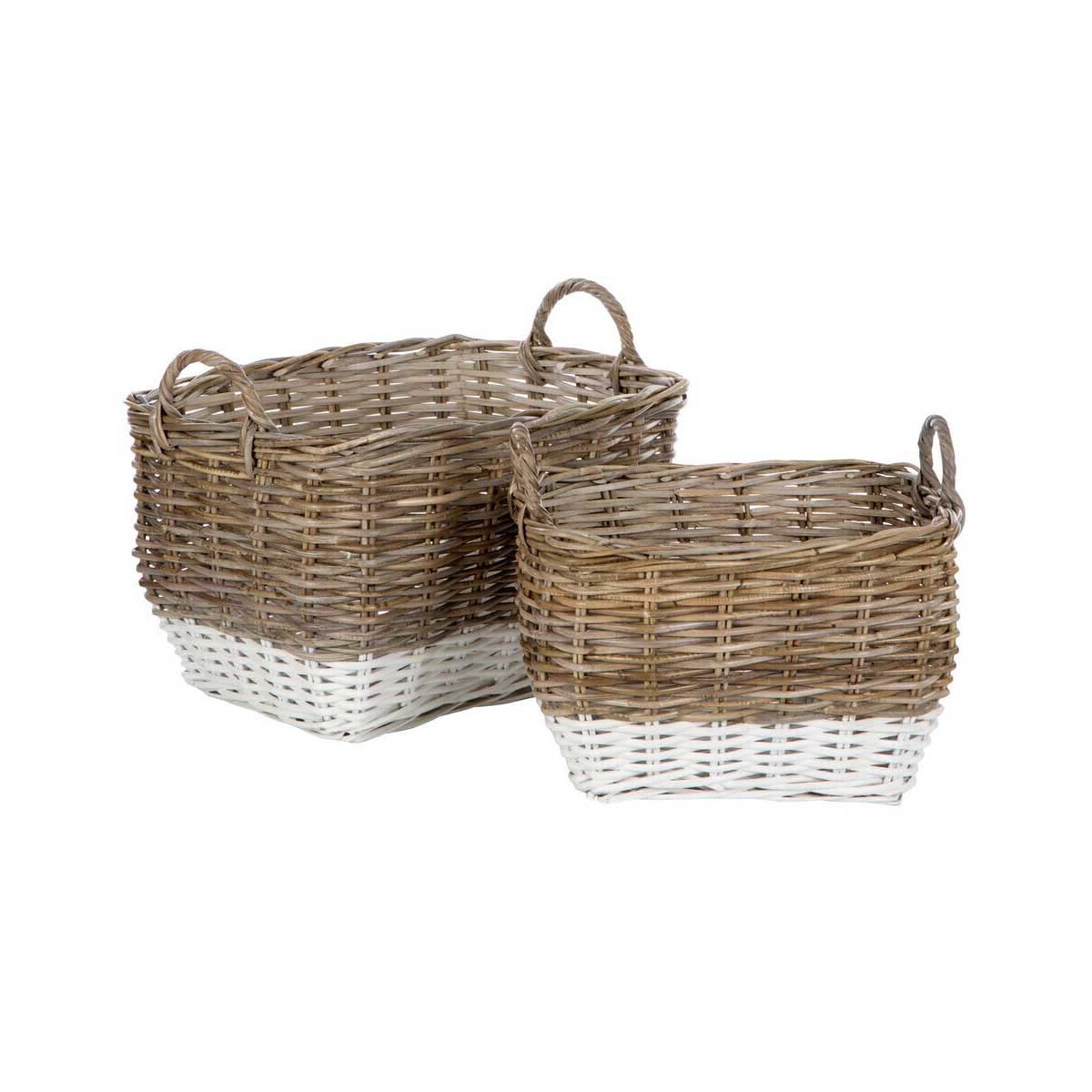 Hampstead Set of Two Natural Rattan Rectangle Storage Baskets