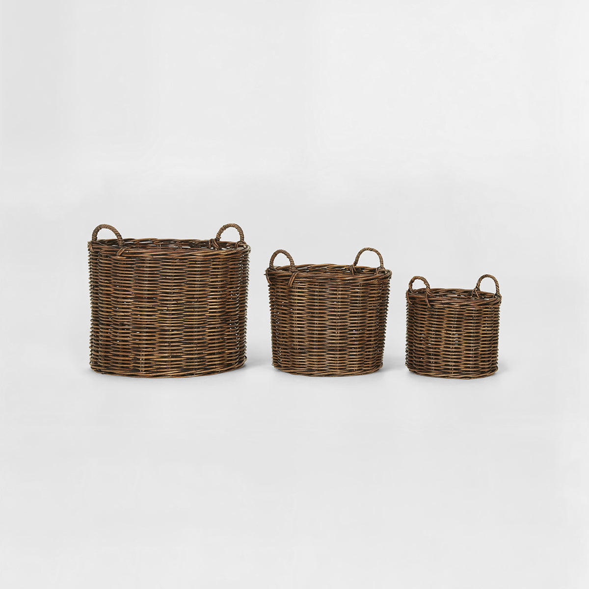 Argento Brown Rattan Storage Baskets- Set of 3