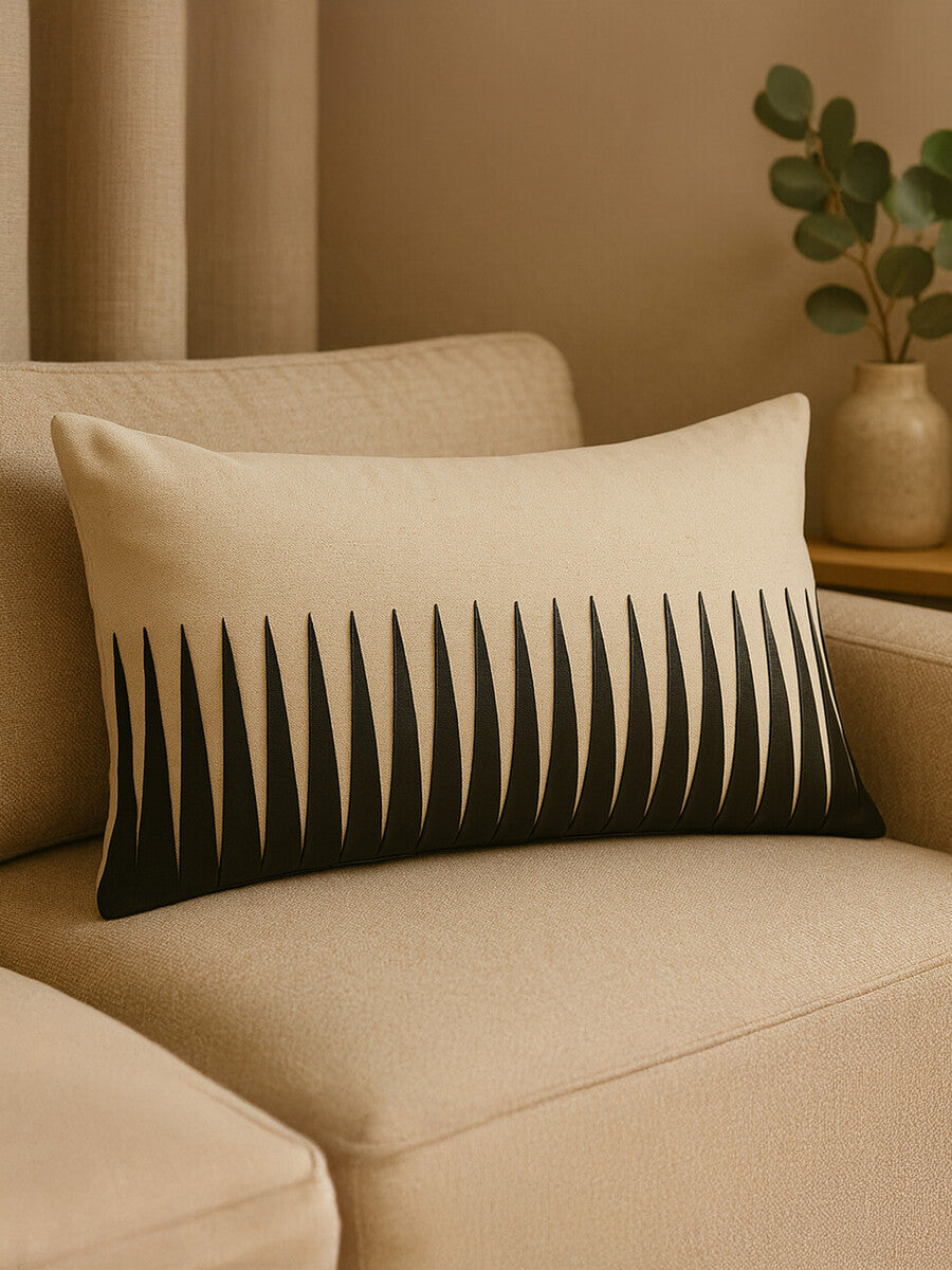 Bosie Hampstead Leather Effect and Linen Natural Cushion