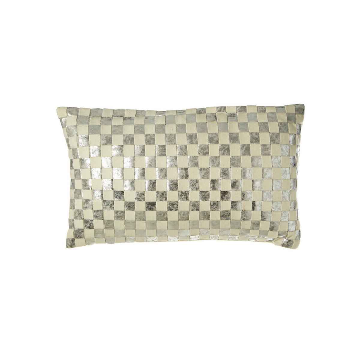 Bosie Kensington Townhouse Rectangular Ivory And Silver Check Cushion