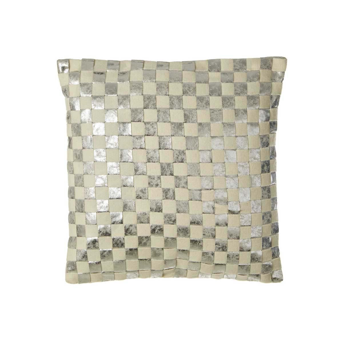 Bosie Kensington Townhouse Square Ivory And Silver Check Cushion