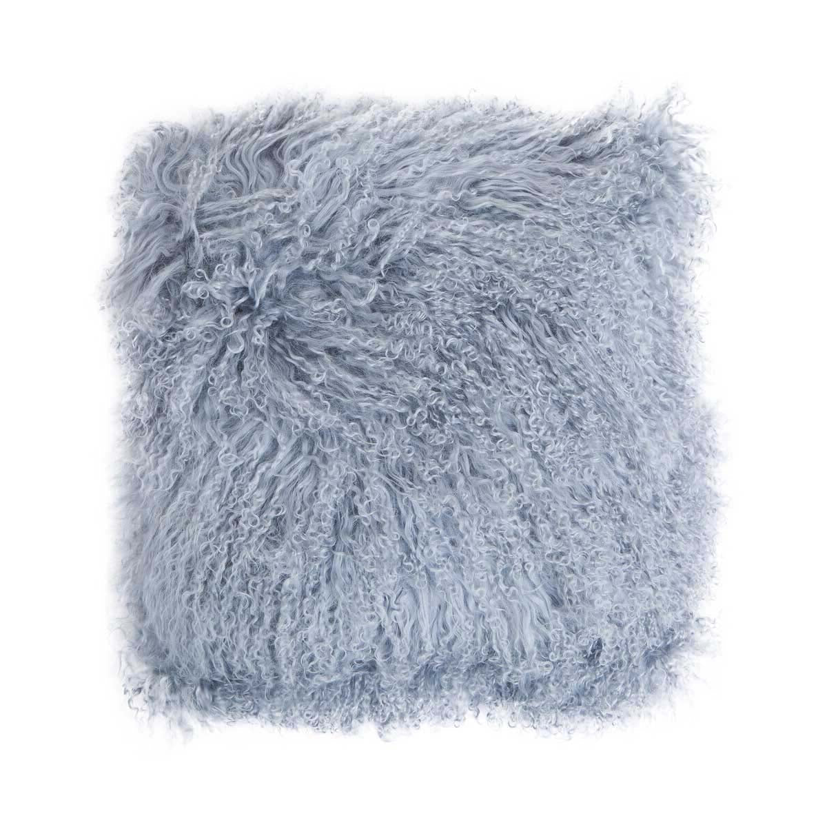 Bosie Mongolian Fur Grey Square Cushion