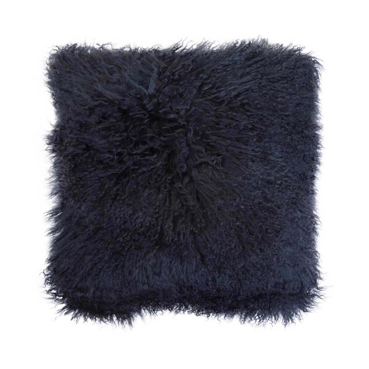 Bosie Mongolian Fur Black Square Cushion