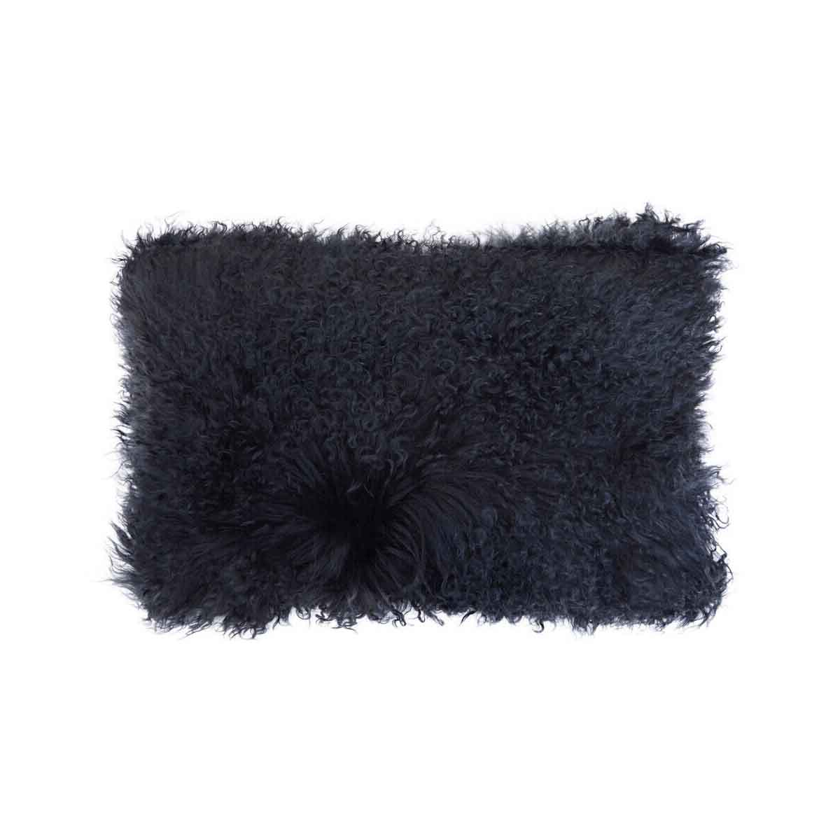 Bosie Mongolian Fur Black Rectangular Cushion