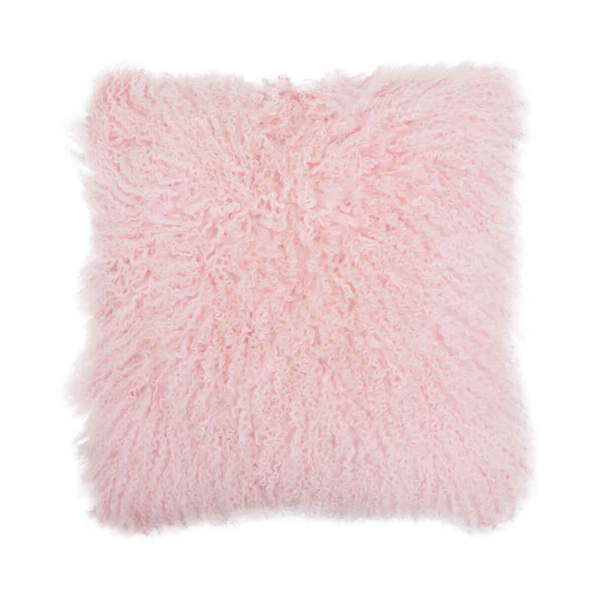 Bosie Mongolian Fur Pink Square Cushion