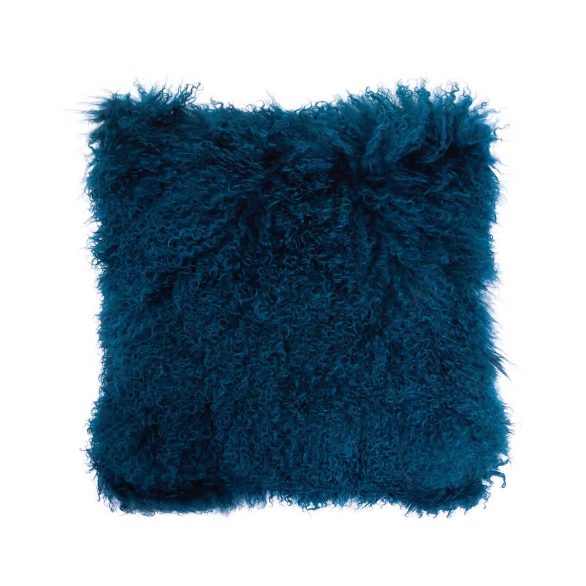 Bosie Mongolian Fur Teal Square Cushion