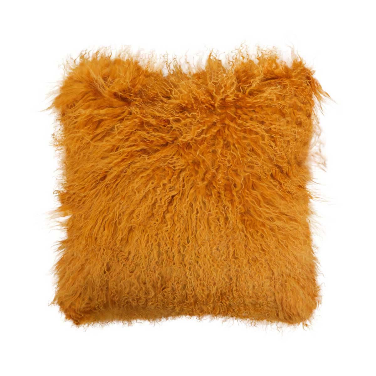 Bosie Mongolian Fur Ochre Square Cushion
